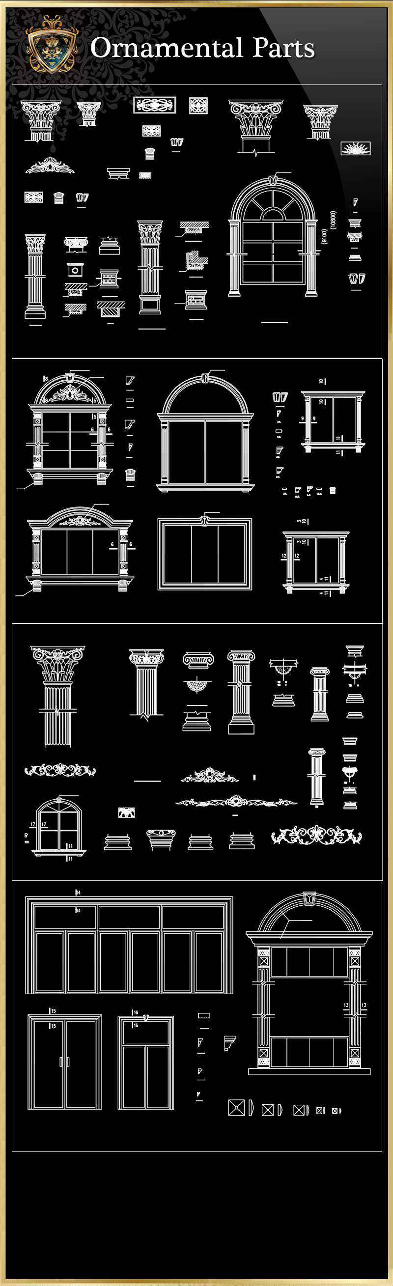 ★【Ornamental Parts of Buildings 8】Luxury home, Luxury Villas, Luxury Palace, Architecture Ornamental Parts, Decorative Inserts & Accessories, Handrail & Stairway Parts, Outdoor House Accessories, Euro Architectural Components, Arcade