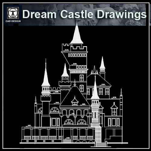 Casle plan,elevation,details drawings 