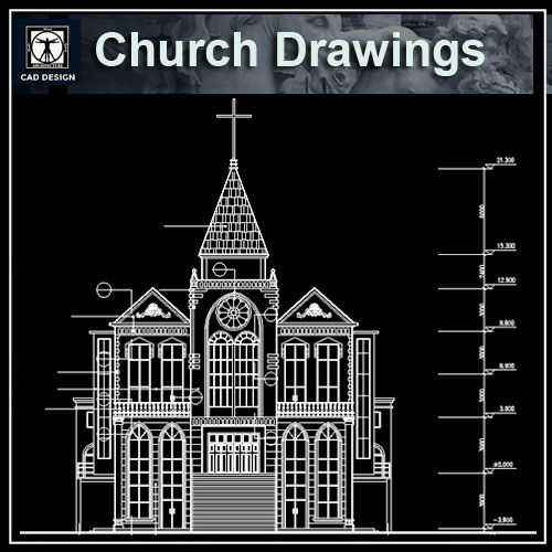 Church plan,elevation,details drawings 