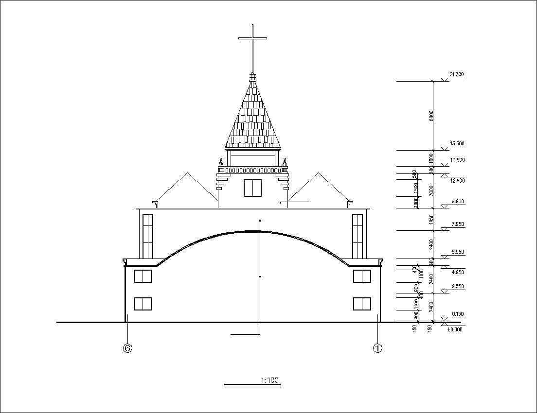 Church plan,elevation,details drawings 