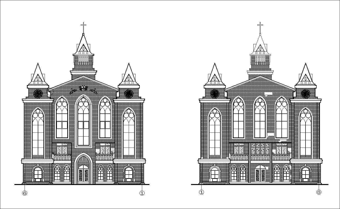 Church plan,elevation,details drawings 