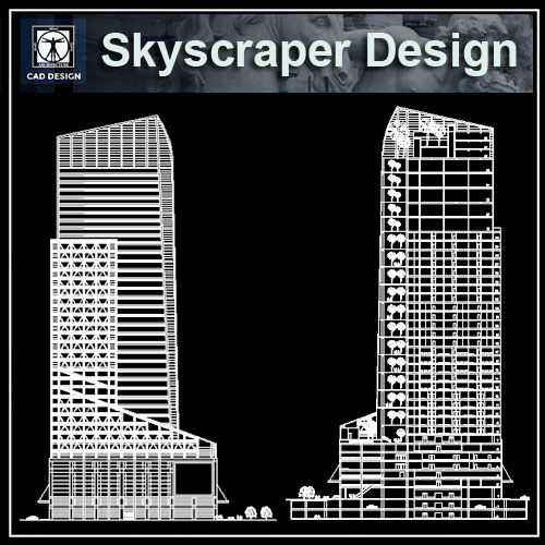  Skyscraper  Floor Plans and Drawings-Elevations, Design  concept, and Details