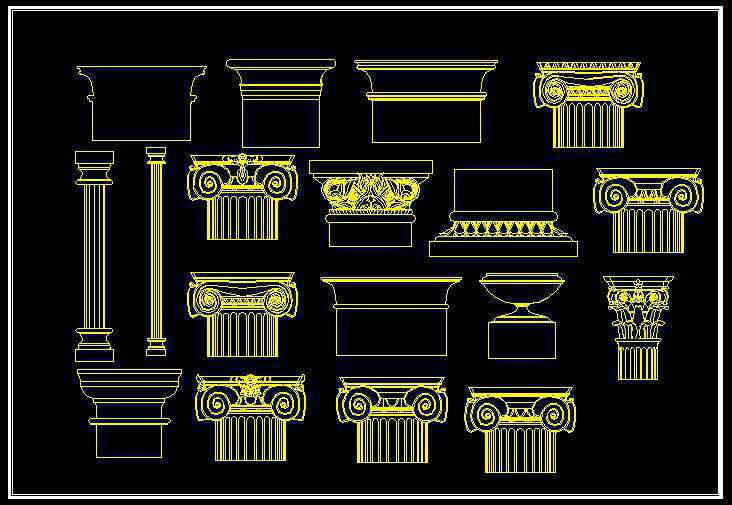 Decorative Elements,Carried of viceroys,Outdoor Decoration,Columns,CAD blocks for outdoor living design projects